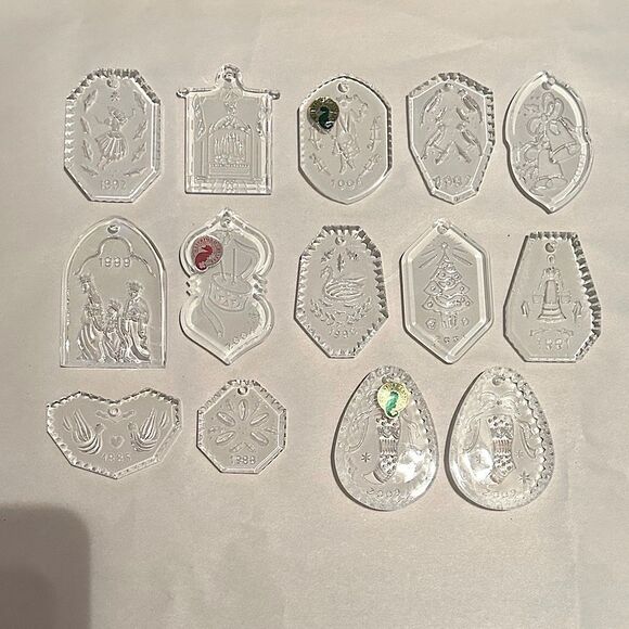 Waterford Crystal Christmas Ornaments Lot of 14 Random Shapes Flat, no Bags - Picture 1 of 16
